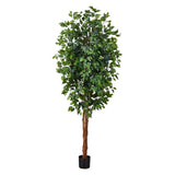7Ft Green Artificial Ficus Tree Lifelike Home Decor Perfect Indoor Accent Green Plant