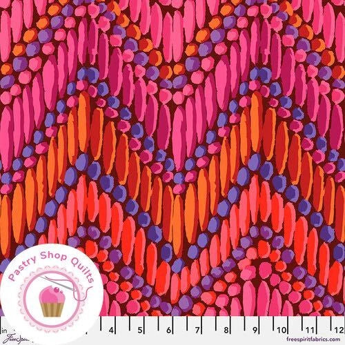 KAFFE FASSETT Free Spirit BEADED CURTAIN PWGP191R Red Quilt Fabric Flowering Plants