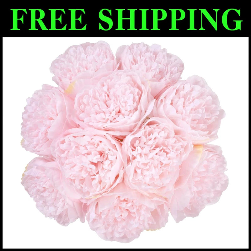 Pink artificial peony flower bouquet with layered petals, full bloom cluster