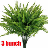 3X Artificial Fake Boston Fern Plants Bushes Artificial Ferns Outdoor Decor US Green Plant