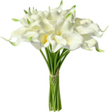 20Pcs White Flowers Artificial Calla Lily Silk Fake Flowers 13.5" for Mother'S D Lily