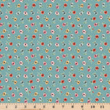 Home Sweet Home Cheery Florals Blue Fabric Poppie Cotton By Half Yd Cont Cut Flowering Plants