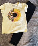Girls 5 Sunflower Outfit Tshirt & Leggings Sunflower