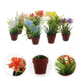 8 Pcs Miniature Green Plant Potted Plants Dollhouse Scenery Props Green Plant