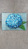 Original Oil Painting BLUE HYDRANGEA DAHLIA IMPASTO textured flower abstract art Hydrangea