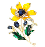 Gorgeous! Sun FLOWER Blue RHINESTONE Yellow Enamel Vintage Inspired Style Brooch Sunflower