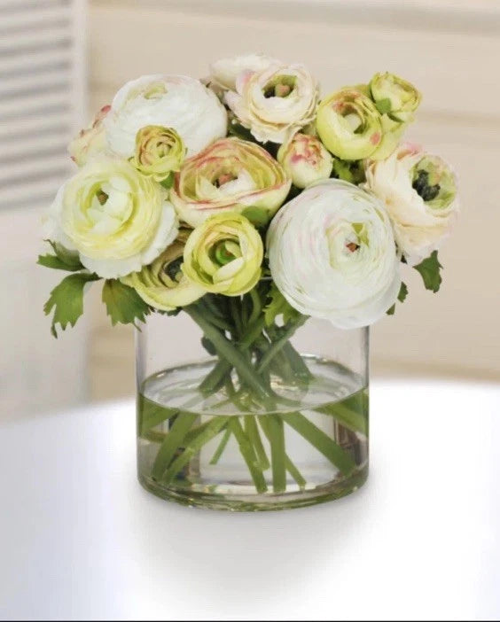 Ranunculus Faux Silk Arrangement In Vase Ranunculus