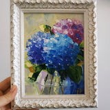Hydrangea Painting Impasto Oil Painting Floral Art Original Art No Frame 6_8" Hydrangea