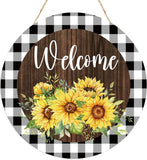 Welcome Spring Sign for Front Door, Spring Sunflower Wooden Sign Indoor Wall Han Sunflower