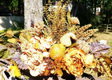 Neutral fall centerpiece, hydrangea and peony fall flower arrangement Hydrangea