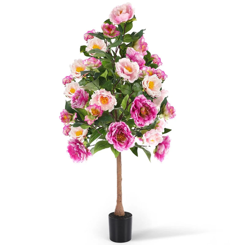 1 Pack 48'' Artificial Peony Tree, 4FT Faux Plant in Pot with Peonies Flowers... Peony