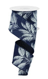 Pampas Grass Ribbon, Navy Blue/Ivory/White, Royal Burlap, Wired Ribbon, 2.5Ó wid Pampas Grass