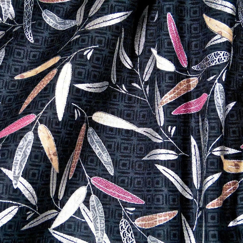 Asian Gold, Copper & Silver Etched Leaves  , Hoffman Cotton BTHY or BTY Flowering Plants