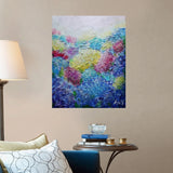 Hydrangeas Flowers, Pastel Sea of Flowers, Original Impasto Painting, Signed Hydrangea
