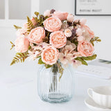 32cm Artificial Rose Bunch Fake Peony Bouquet For Home And Garden Decoration NEW Hydrangea
