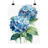 Blue Hydrangea Flower Art Print Poster, Flower Painting, Flower DŽcor 2 Hydrangea