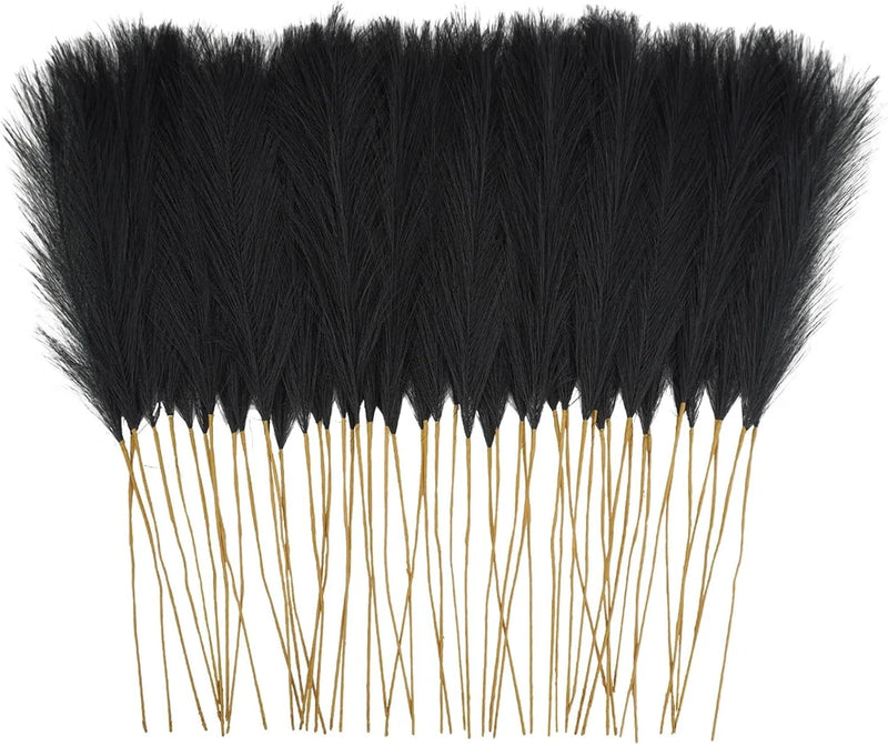 50pcs Faux Pampas Grass, 21.6" Short Artificial Pompous Grass 50 PCS, Black Pampas Grass