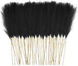 50pcs Faux Pampas Grass, 21.6" Short Artificial Pompous Grass 50 PCS, Black Pampas Grass