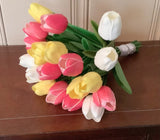 24 stem Yellow, white and pink tulip wedding bouquet Bouquet