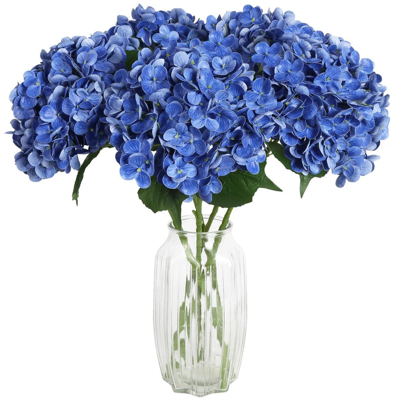 4PCS Real Touch Blue Hydrangea Artificial Flowers 21'' Large Latex Fake Hydra... Hydrangea