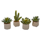 Mixed Succulent faux Plant Set Of 4 Natural Realistic Decor Green Plant