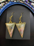 OOAK Handmade Hydrangea Glow Earrings Ð Gold, Pink, Green & Ocean Shimmer Hydrangea