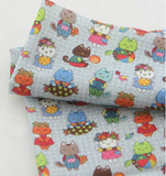 Retro Cat Kitten Patterned Fabric made in Korea by the Half Yard Flowering Plants