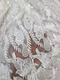 Off-White Floral Lace Embroidery Fabric for Bridal Dresses Ð Sold by the Yard Flowering Plants