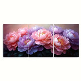3pcs Purple Pink Peony Flower Bouquet Metal Print Ready to Hang Art Peony
