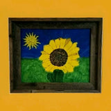 Sunflower Abstract Painting Original Art, Acrylic on Canvas Signed and Framed Sunflower