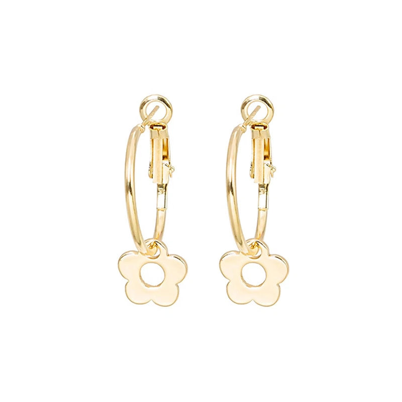 Gold Plated Flower Hoop Earrings Bohemian Charm Hollow Daisy Sunflower Floral Pl Sunflower