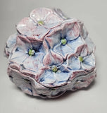 Vietri Italy Pink and Lavender Purple Lidded Hydrangea Flower Trinket/Candy Box Hydrangea