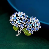 Purple/Blue Enamel Rhinestone Hydrangea Flower Brooch Pin Hydrangea