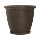 Suncast Sonora 22 Inch Resin Wicker Decorative Garden Flower Planter, Dark Brown Garden Plants