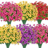 Bassion Artificial Flowers for Outdoors, 16 Bundles UV Resistant Fake Flowers Daisies