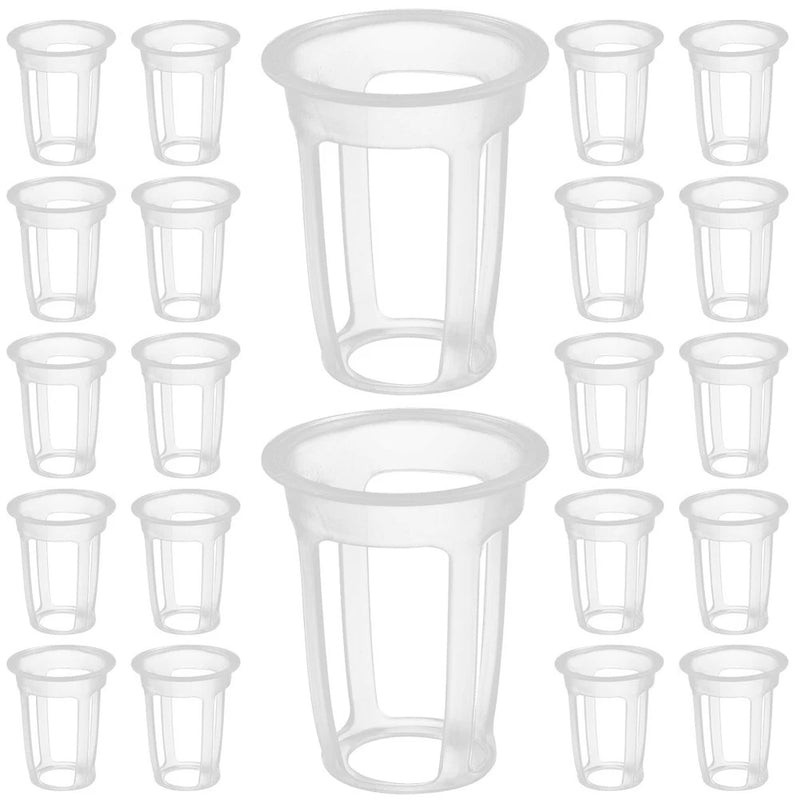 White hydroponic net pots with wide rim and round openings, set of multiple planters