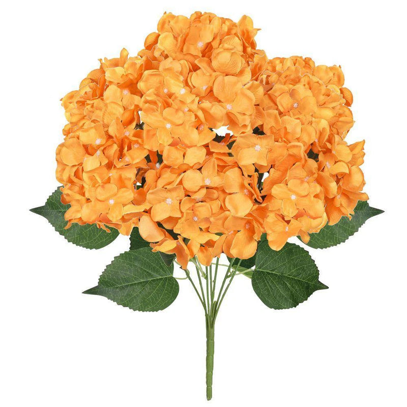 20 In. Deluxe Orange Artificial Hydrangea Flower Stem Bush Bouquet (Set of 2) Hydrangea