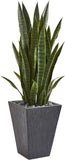 45" Tall Faux Snake Plant in White Planter - Lifelike Indoor Decor Green Plant
