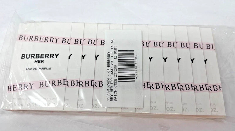 Lot of 12 BURBERRY Her Eau de Parfum EDP Sample Size Spray 0.05 oz / 1.5 mL X 12 EDP