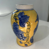 Cobalt Blue & Sunflower Yellow 6" Vintage Chinese Vase Hand Painted Flower Vase Sunflower