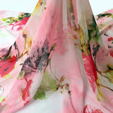 1 Yard Vintage Floral Chiffon Fabric Soft Dress Skirt Hanfu Material 30D Flowering Plants