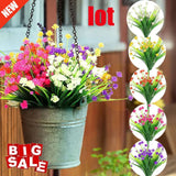 2/4/6x Bundles Plastic Outdoor Faux Fake Artificial Flowers UV Resistant Plants Roses