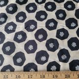 Black Flowers with White Centers on Light Beige - Echino Japanese Cotton Lawn Flowering Plants