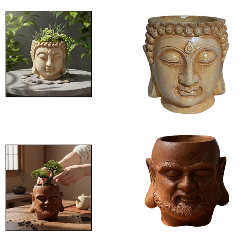 Buddha Head Flower Pot Bonsai Plant Pot for Garden Kitchen Table Centerpiece Garden Plants