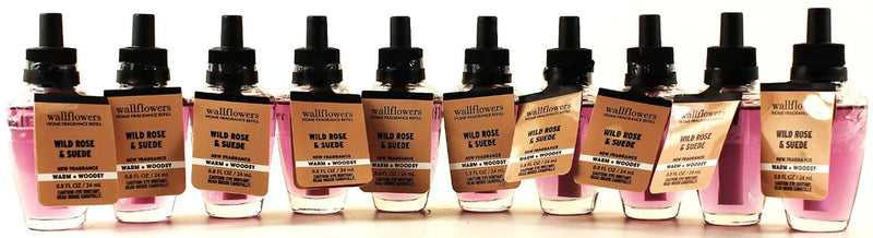 QTY 10 - Bath & Body Works WILD ROSE & SUEDE Wallflowers Fragrance Oil Refills Bouquet