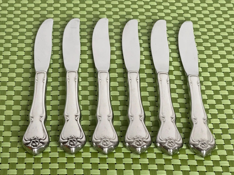 Oneida ARBOR ROSE Stainless TRUE ROSE 1881 Rogers Ltd 6 Dinner Knives Flatware Roses