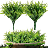 10 Pcs Fake Fern - Artificial Ferns for Outdoors -Faux Ferns for Outdoor Planter Green Plant