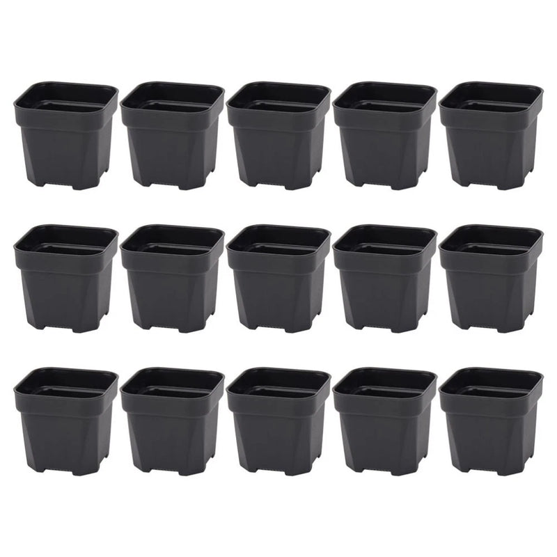 15-pack square nursery planter pots, small dark plastic pots for seedlings