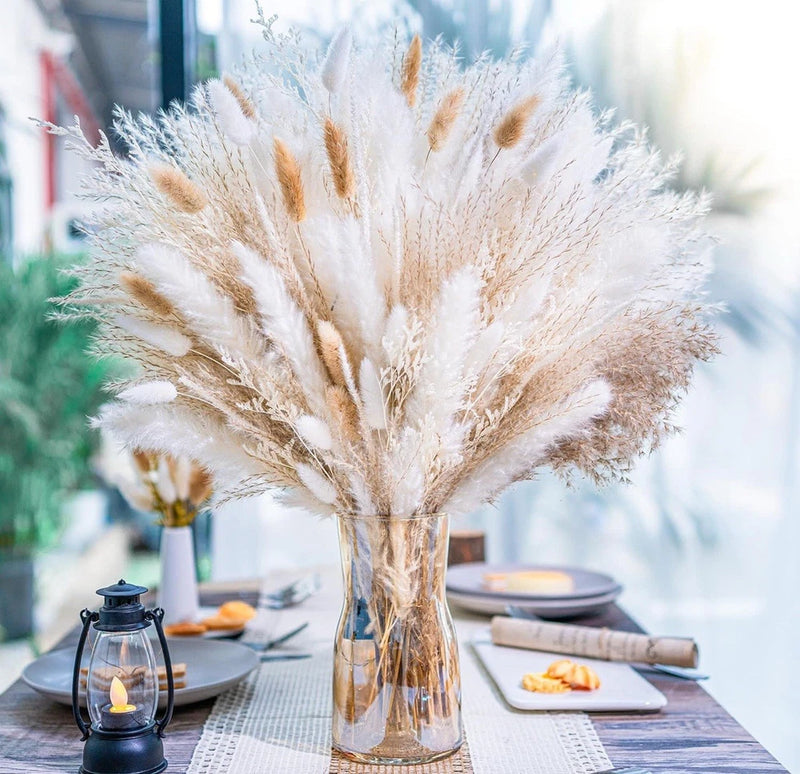 95 PCS Natural Pampas Grass Decor Bouquet Boho Dried Floral Arrangement Decor Pampas Grass