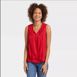 NWT Knox Rose Floral Eyelet Embroidered Top Tassel Tie Rib Knit Rebel Red Roses